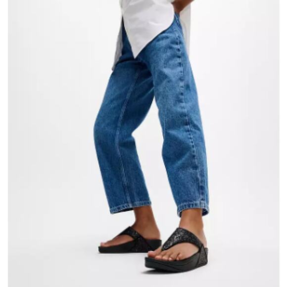 FitFlop Lulu Glitter Toe Post Thong Sandal Size 10 Wobbleboard Wedge Slip On - Picture 16 of 16